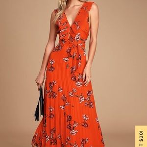 Loved By You Red Orange Pleated Dress - Lulu’s